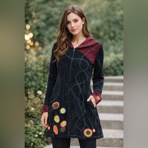 GURU black and red bohemian-style jacket medium EUC.